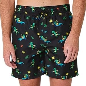 Burnside Boys Size Small Swim Trunks Shorts Black Alien Swimming Ocean